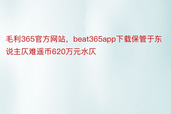 毛利365官方网站，beat365app下载保管于东说主仄难遥币620万元水仄